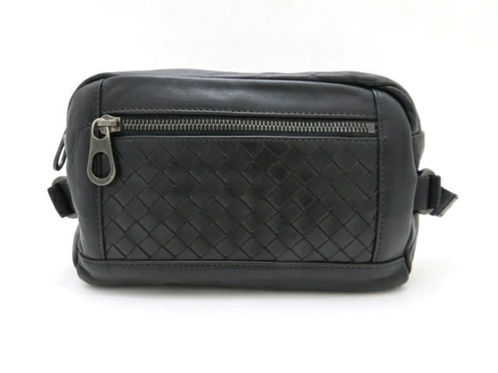 BOTTEGA VENETA Bag Waist Body Shoulder Black Calfskin Intrecciato